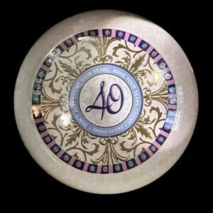 40th Birthday Round Dome Crystal Paper Weight Made in France
